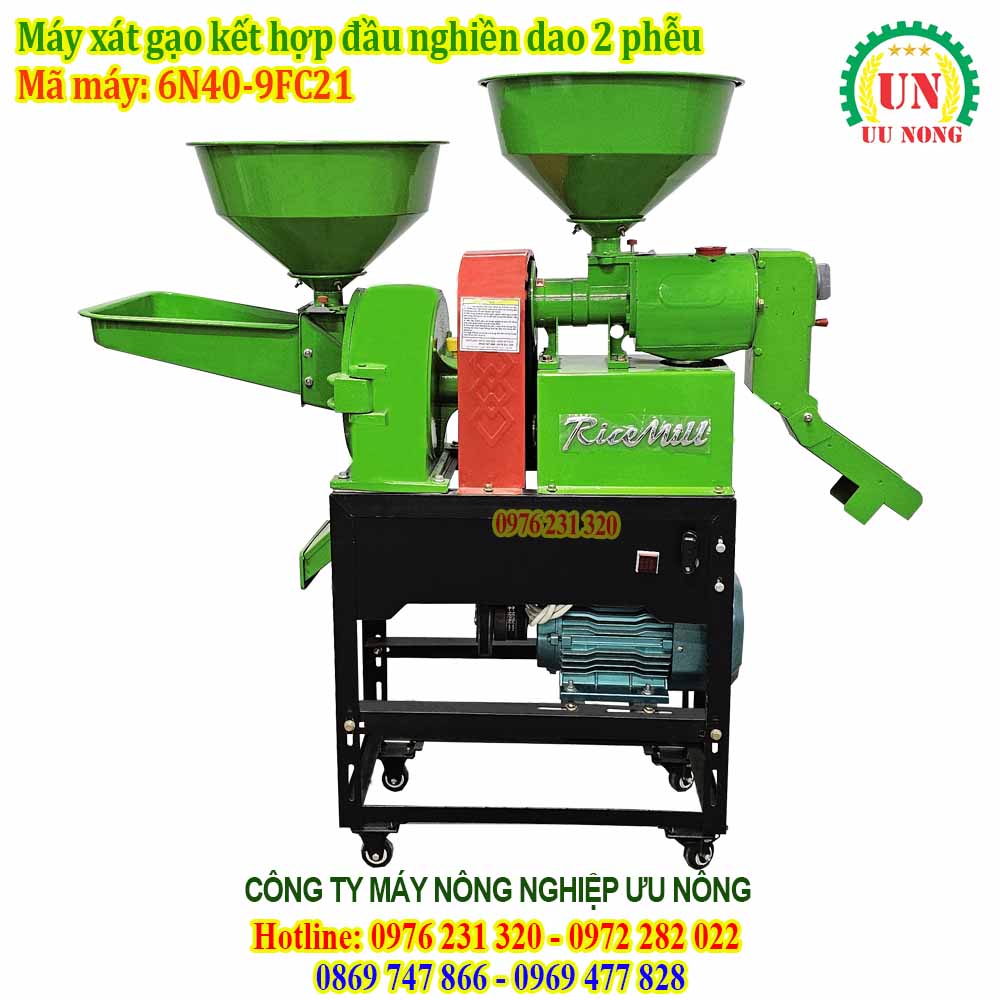 máy xát gạo 3 phễu đổ 6n40-9fc21